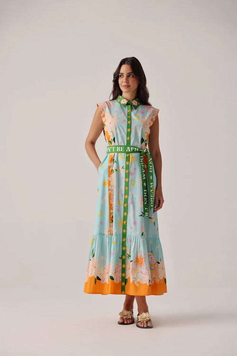Vega Maxi - Azure poplin by NOIB for women Worldwide