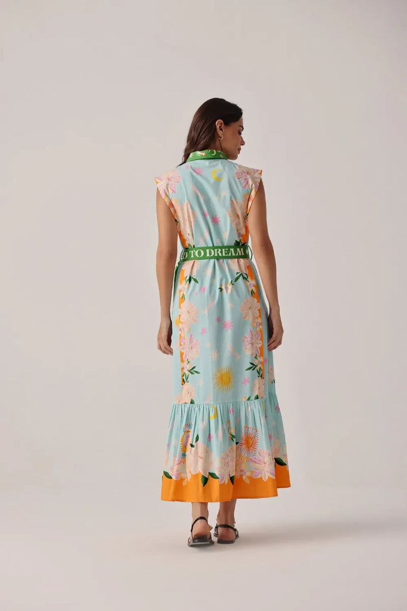 Vega Maxi - Azure poplin by NOIB for women Worldwide