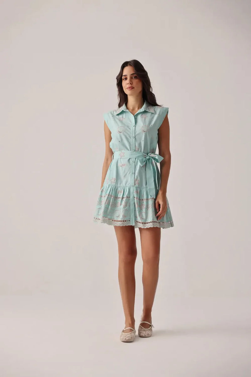 Vega Mini - Aqua poplin by NOIB for women Worldwide