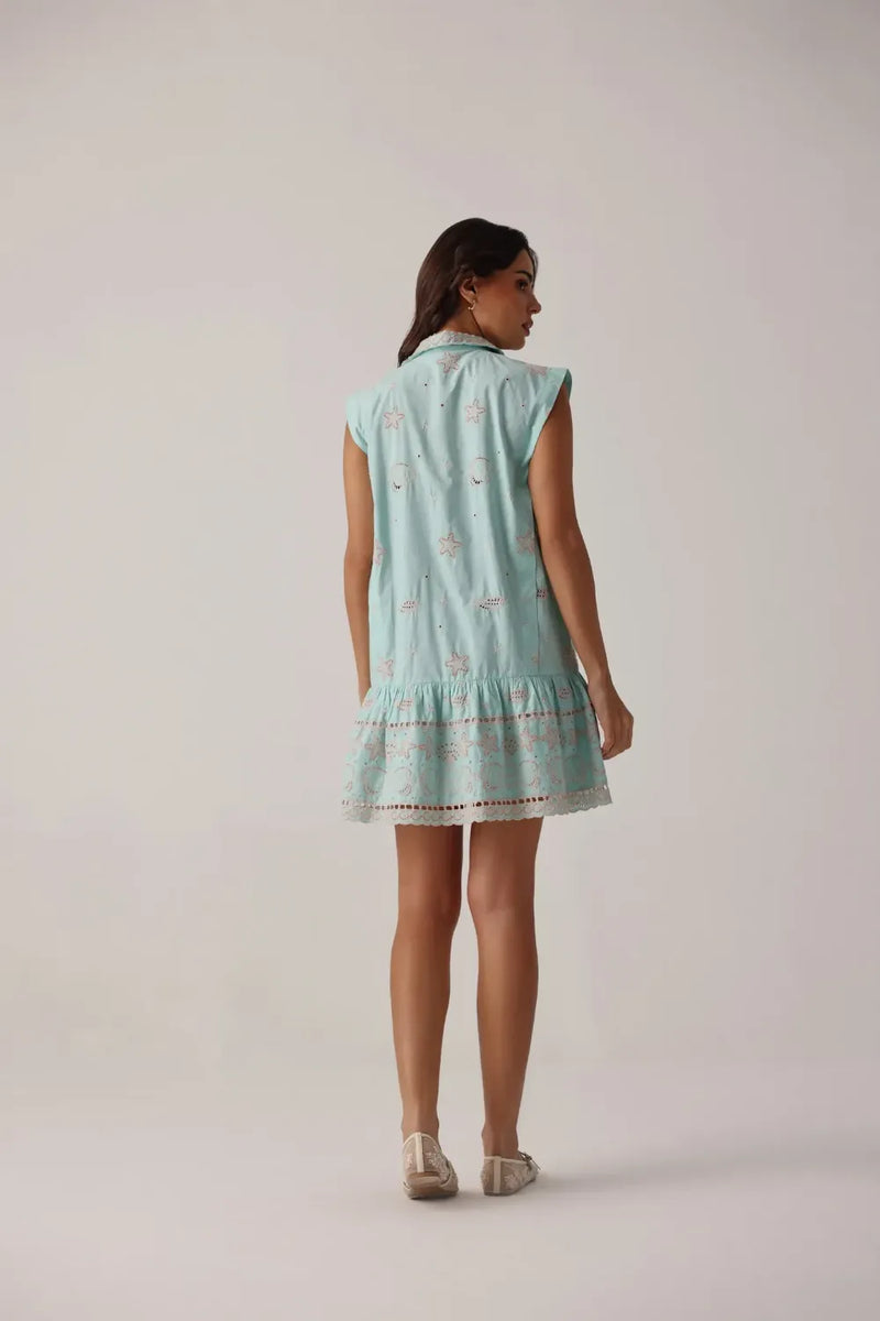 Vega Mini - Aqua poplin by NOIB for women Worldwide