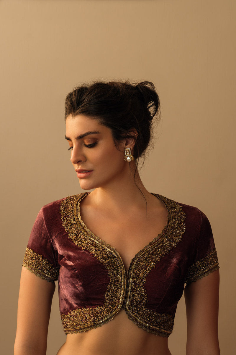 Velvet koti old rose and gold by Mallika Mathur for women Worldwide