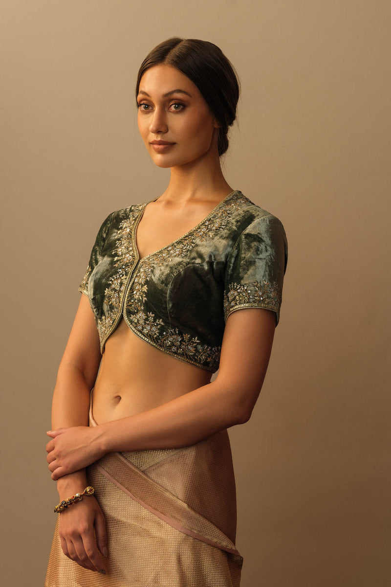 Velvet koti silver aquamarine by Mallika Mathur for women Worldwide