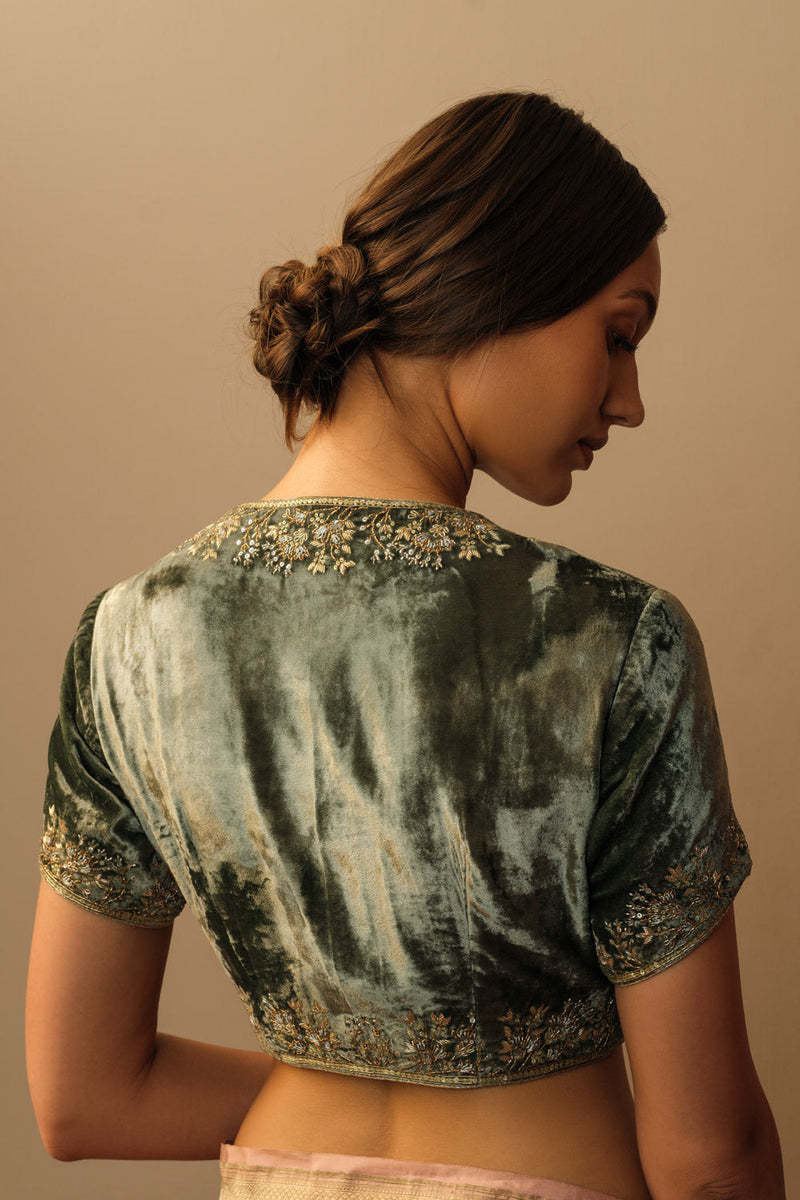 Velvet koti silver aquamarine by Mallika Mathur for women Worldwide