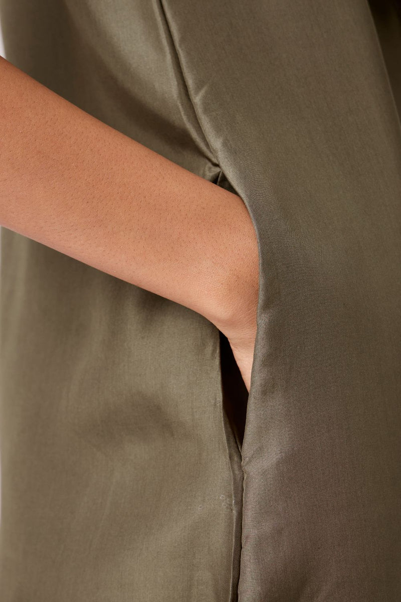 Velyra Olive Silk Dress silk by The Summer House in olive color for women Worldwide