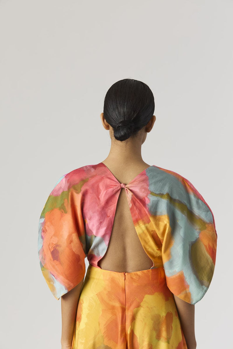 VERONICA FRONT KNOTTED DRESS satin by Yam in multi color for women Worldwide