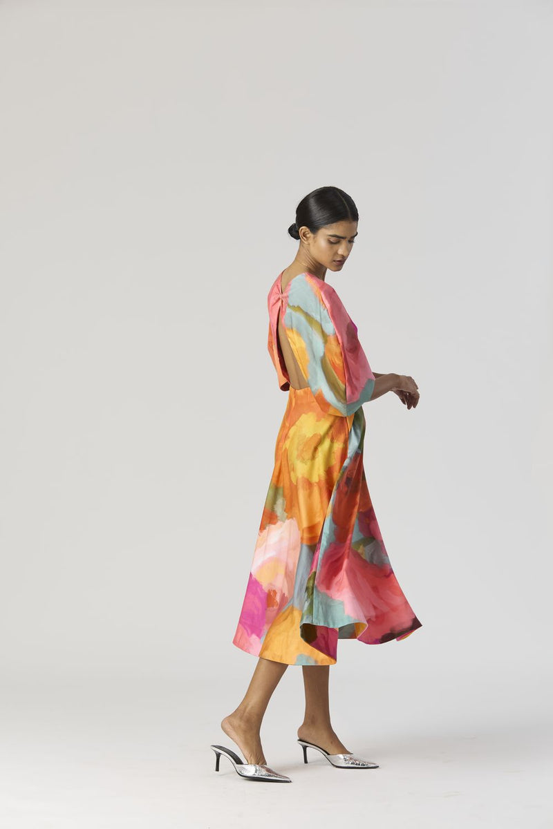 VERONICA FRONT KNOTTED DRESS satin by Yam in multi color for women Worldwide