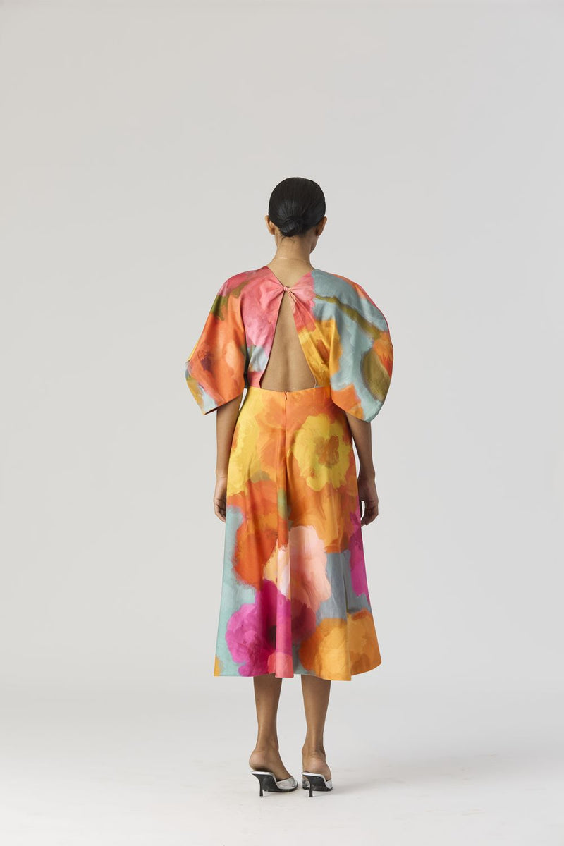 VERONICA FRONT KNOTTED DRESS satin by Yam in multi color for women Worldwide