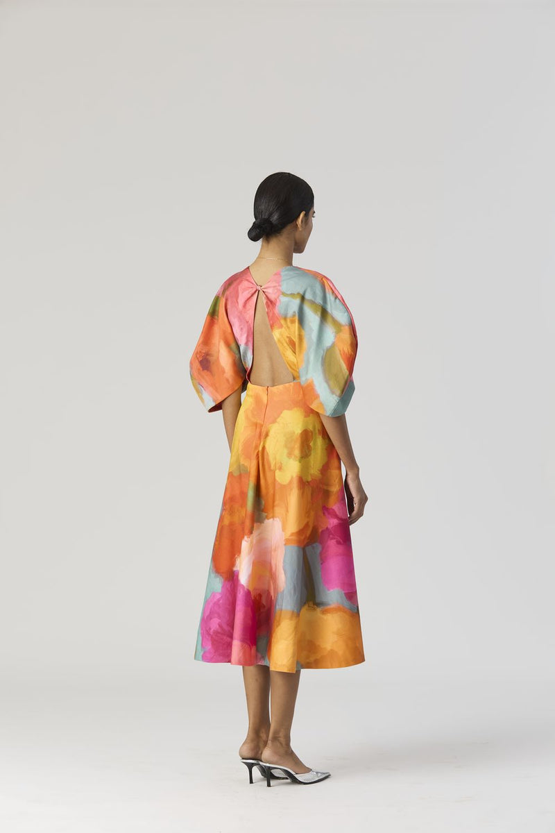 VERONICA FRONT KNOTTED DRESS satin by Yam in multi color for women Worldwide