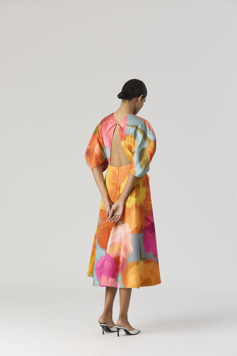 VERONICA FRONT KNOTTED DRESS satin by Yam in multi color for women Worldwide