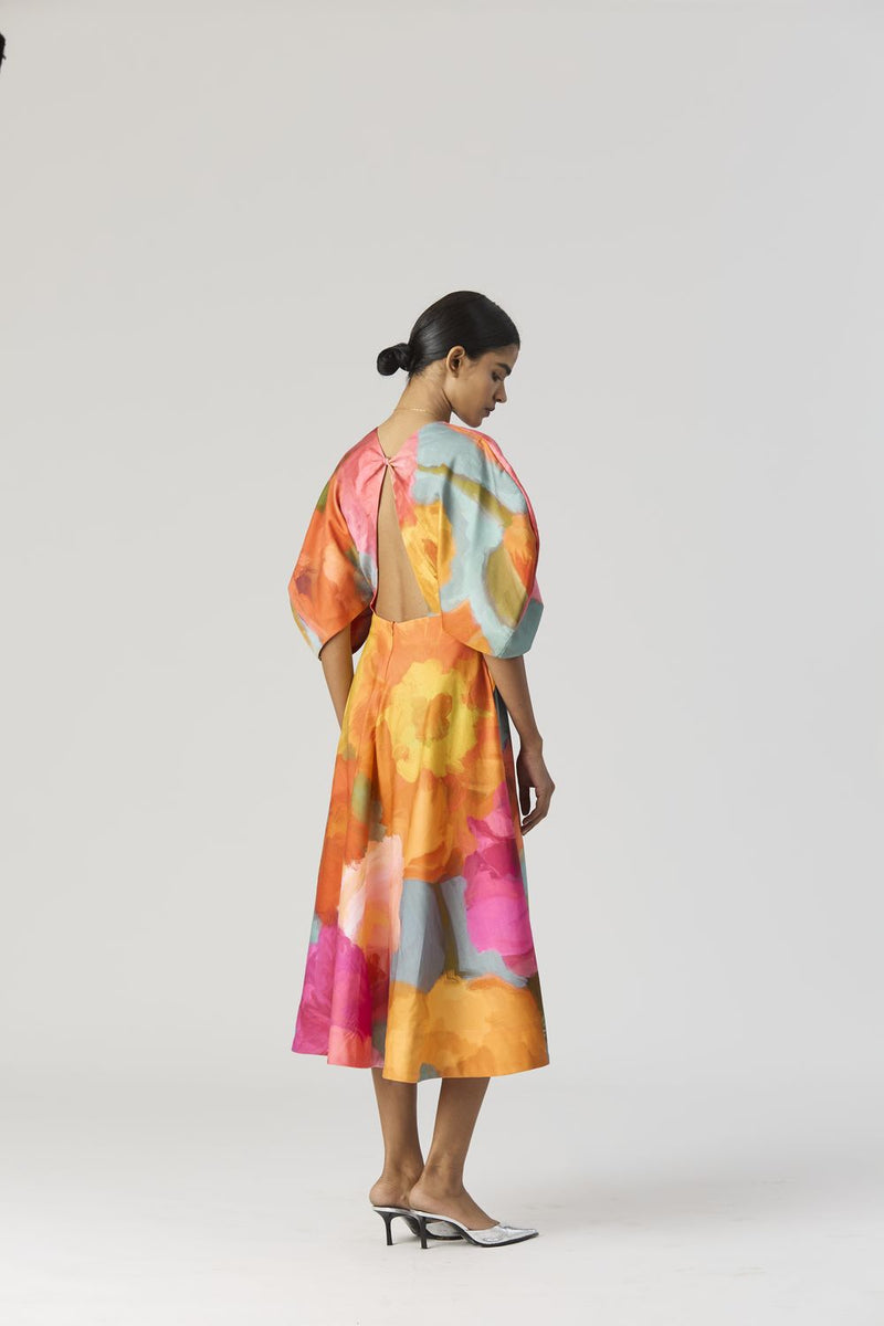 VERONICA FRONT KNOTTED DRESS satin by Yam in multi color for women Worldwide