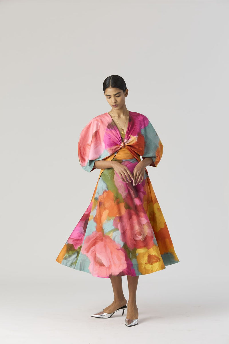 VERONICA FRONT KNOTTED DRESS satin by Yam in multi color for women Worldwide