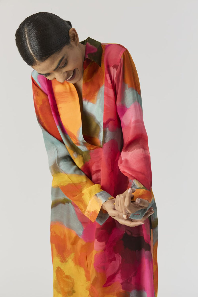 VERONICA LONG KURTA SET mul by Yam in multi color for women Worldwide
