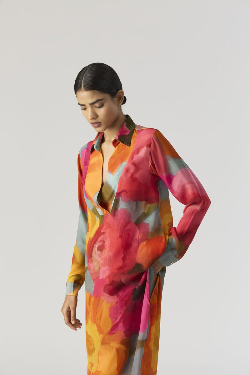 VERONICA LONG KURTA SET mul by Yam in multi color for women Worldwide