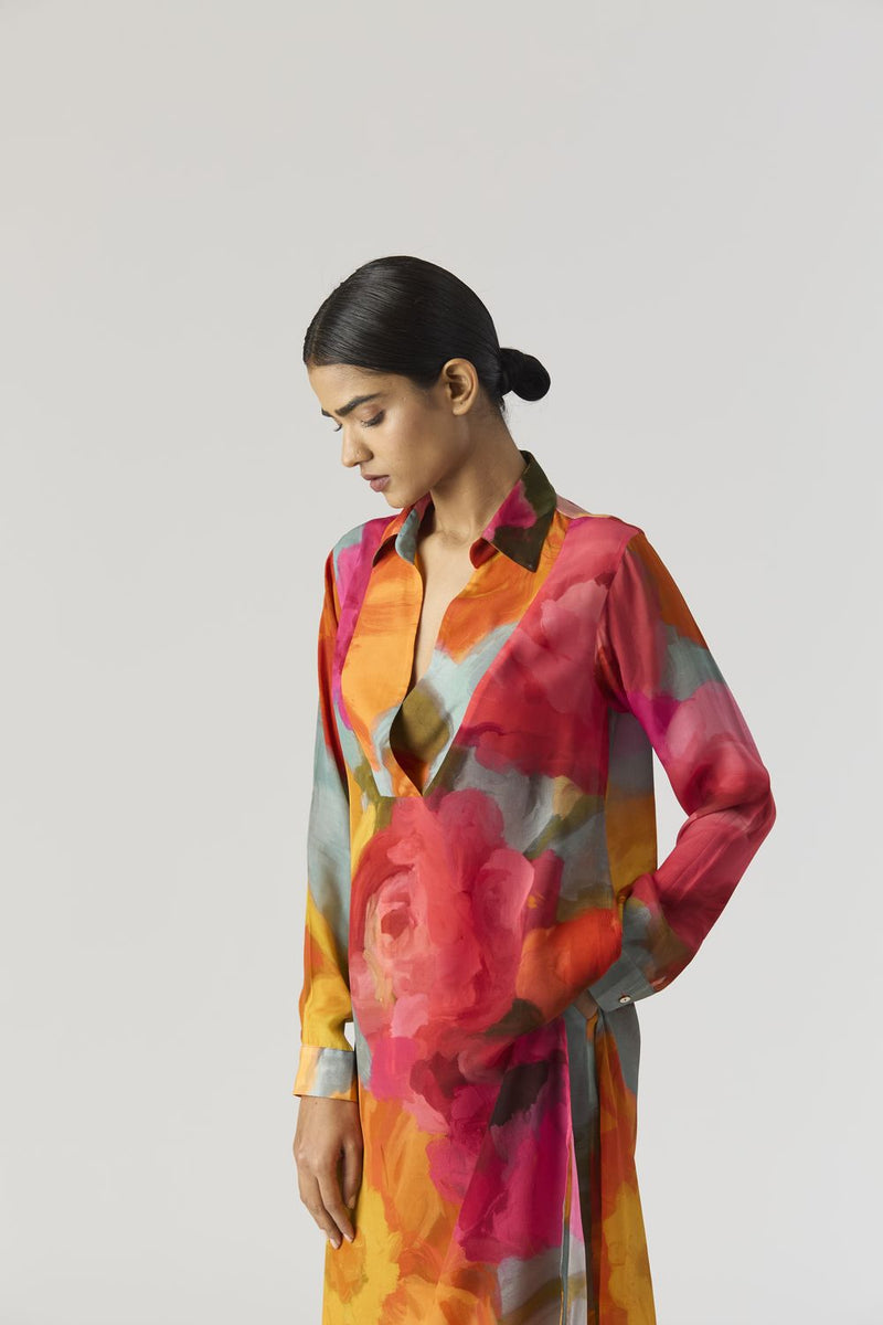 VERONICA LONG KURTA SET mul by Yam in multi color for women Worldwide