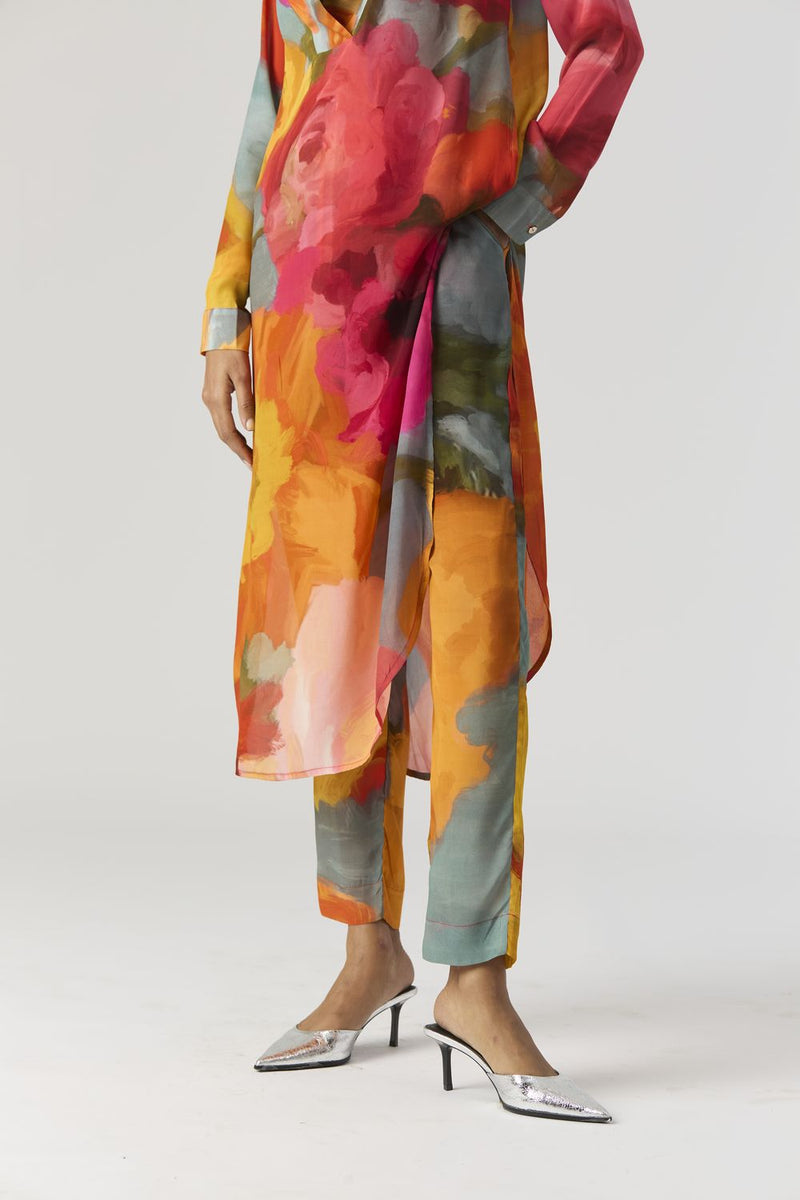 VERONICA LONG KURTA SET mul by Yam in multi color for women Worldwide