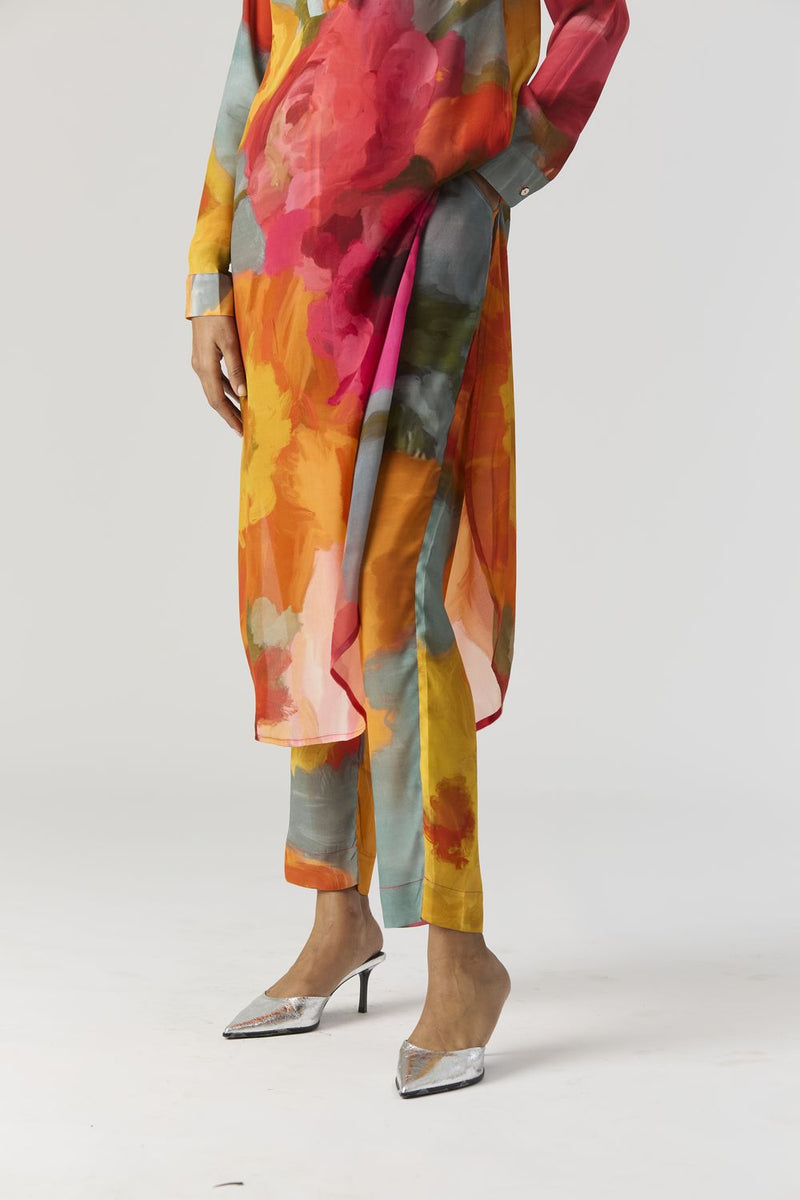 VERONICA LONG KURTA SET mul by Yam in multi color for women Worldwide