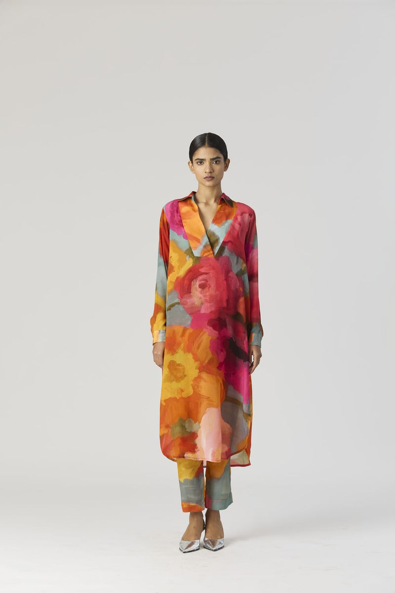 VERONICA LONG KURTA SET mul by Yam in multi color for women Worldwide