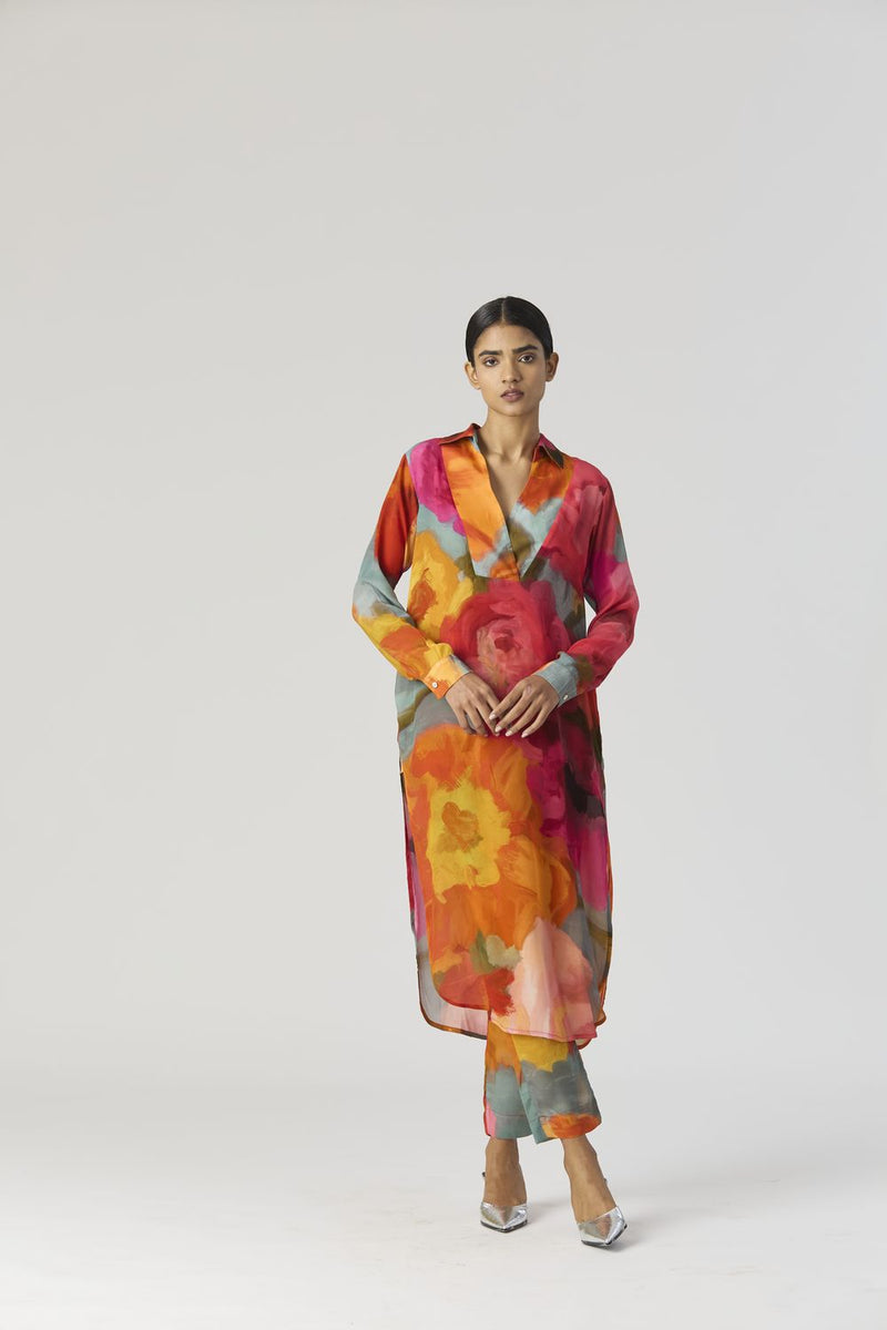 VERONICA LONG KURTA SET mul by Yam in multi color for women Worldwide