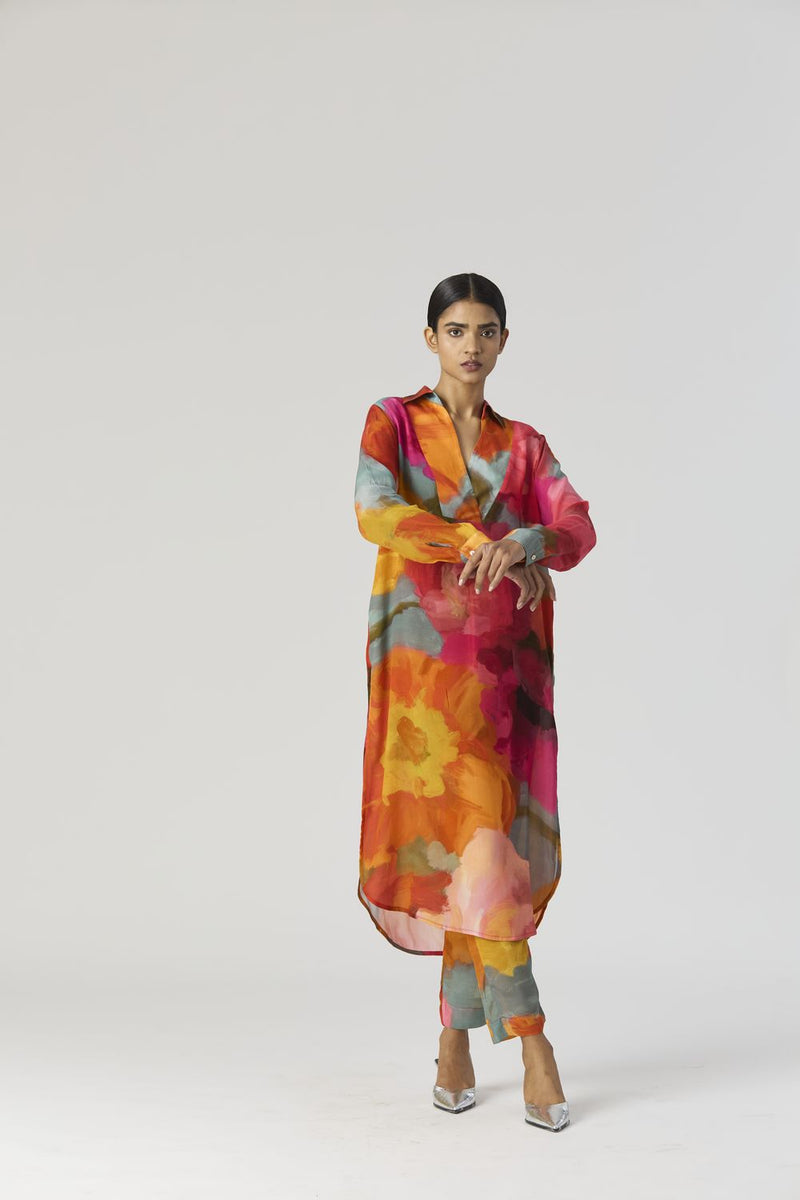 VERONICA LONG KURTA SET mul by Yam in multi color for women Worldwide
