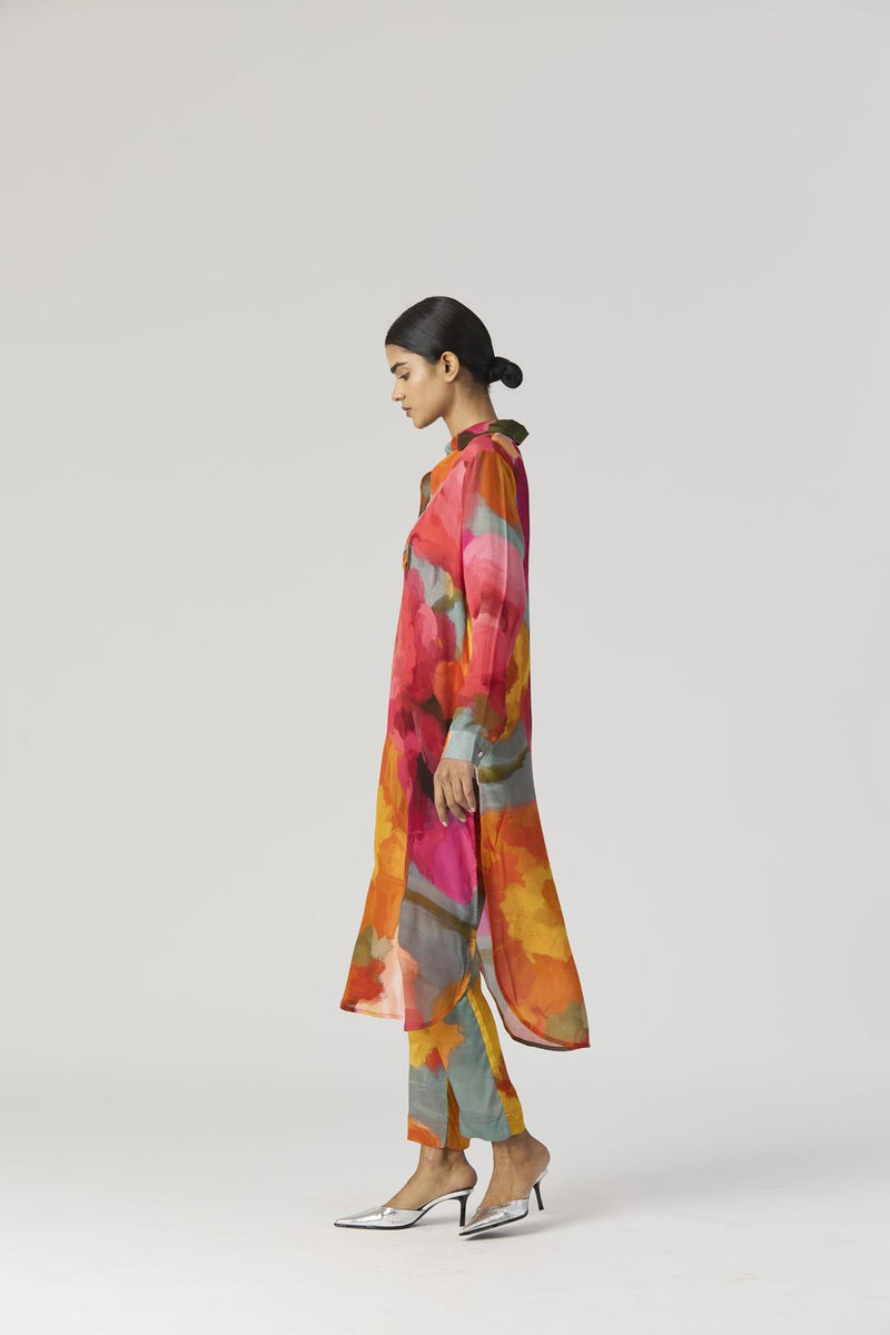 VERONICA LONG KURTA SET mul by Yam in multi color for women Worldwide