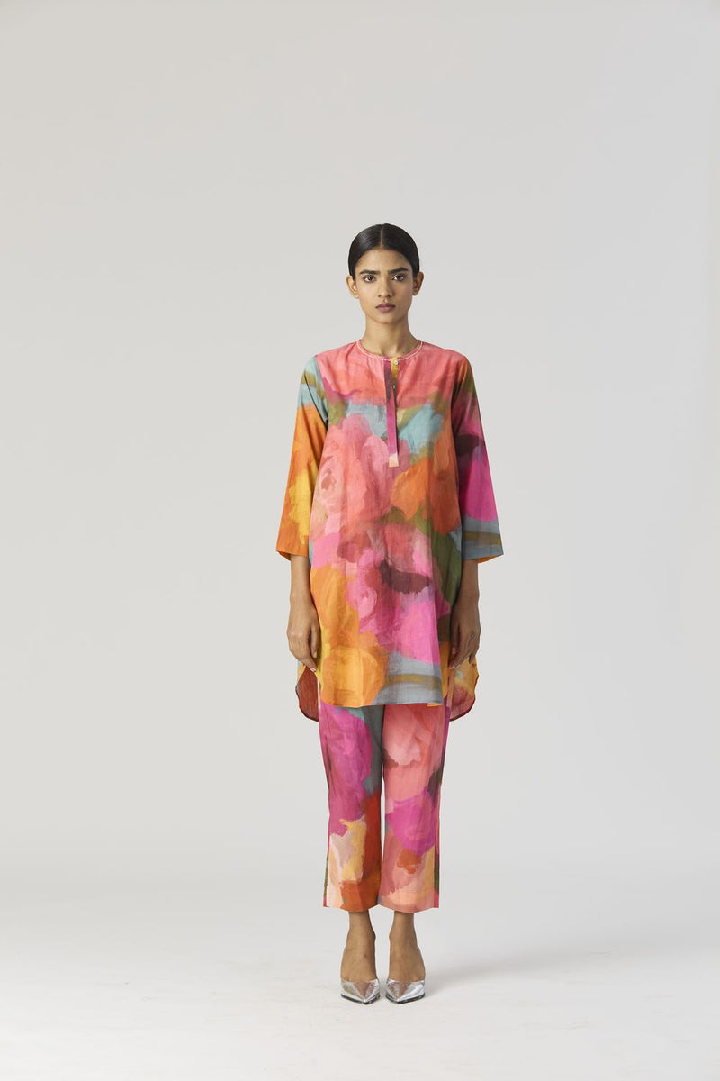VERONICA SHORT KURTA SET cotton by Yam in multi color for women Worldwide