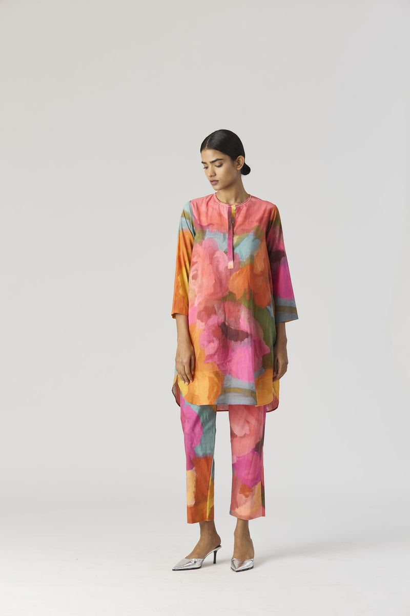 VERONICA SHORT KURTA SET cotton by Yam in multi color for women Worldwide
