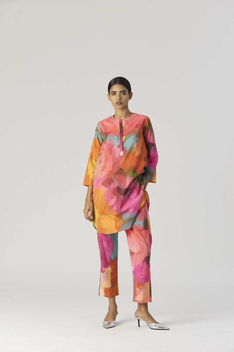 VERONICA SHORT KURTA SET cotton by Yam in multi color for women Worldwide