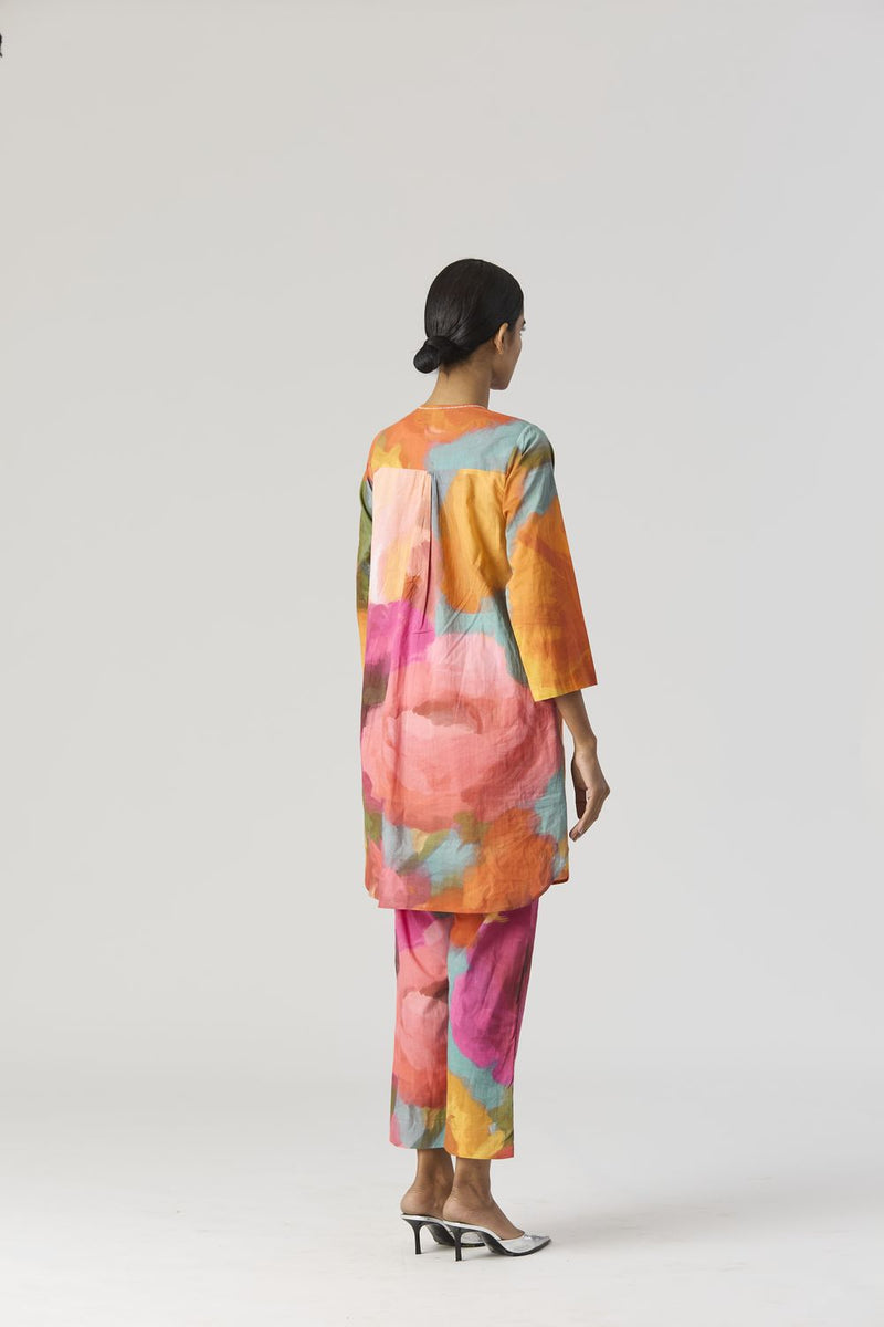 VERONICA SHORT KURTA SET cotton by Yam in multi color for women Worldwide