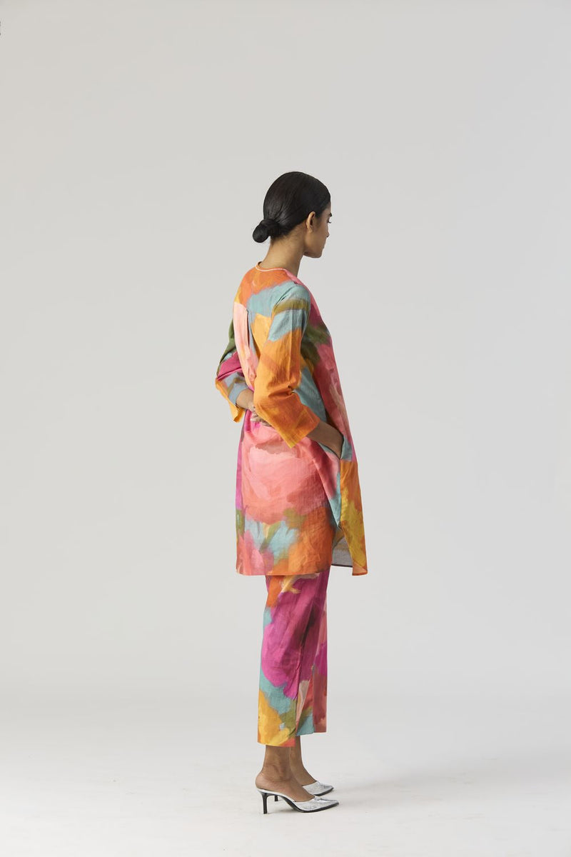 VERONICA SHORT KURTA SET cotton by Yam in multi color for women Worldwide