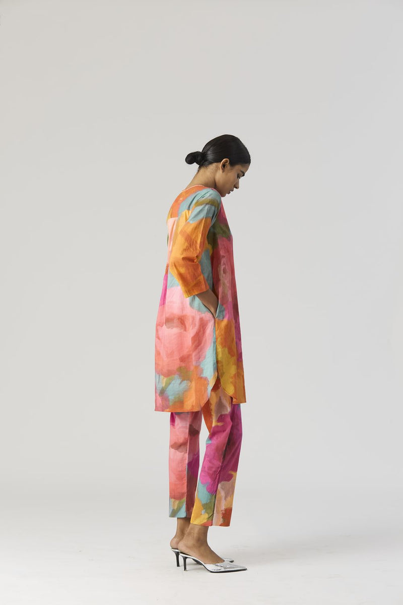 VERONICA SHORT KURTA SET cotton by Yam in multi color for women Worldwide
