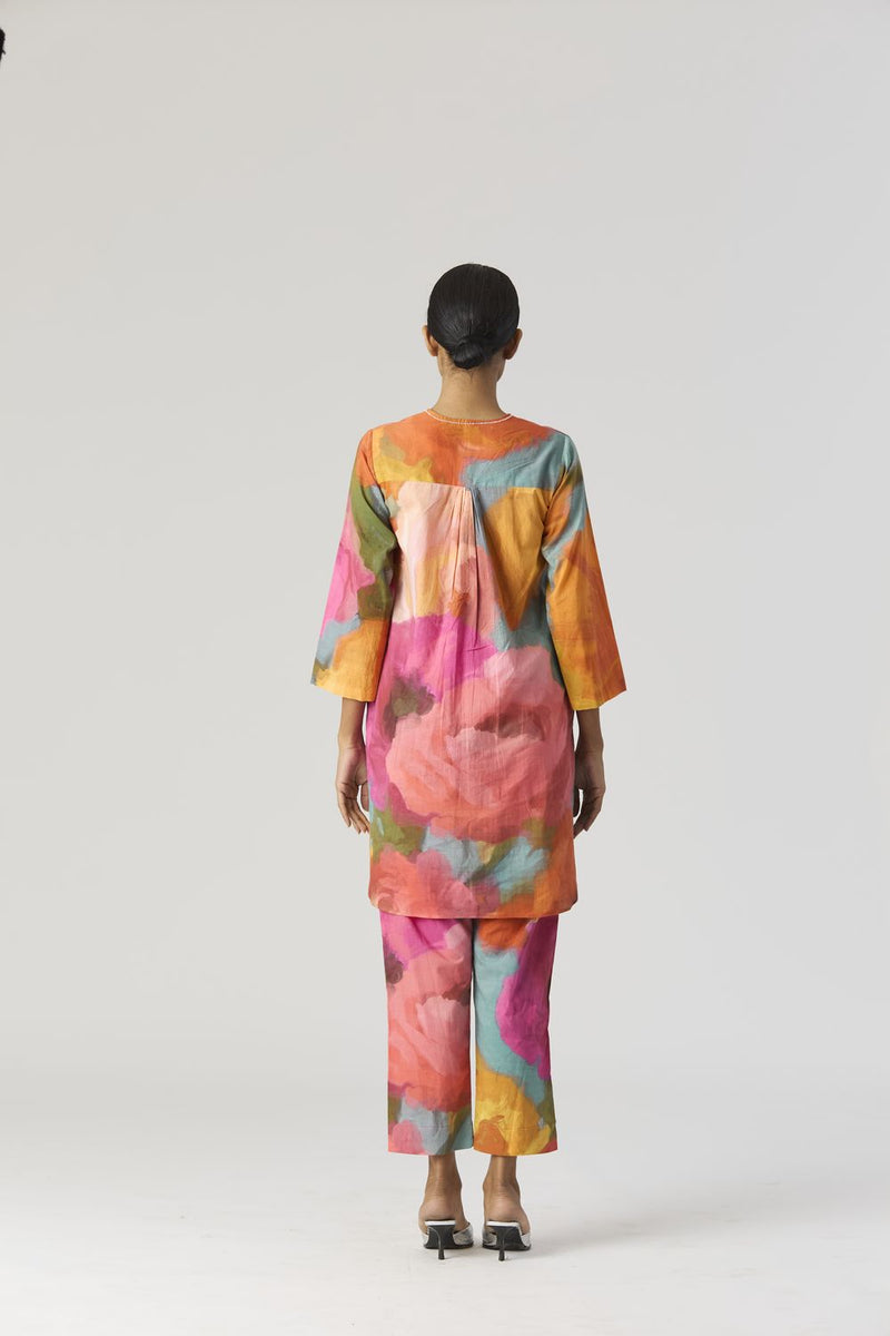 VERONICA SHORT KURTA SET cotton by Yam in multi color for women Worldwide