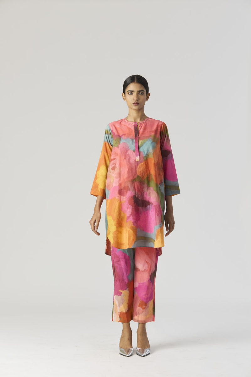 VERONICA SHORT KURTA SET cotton by Yam in multi color for women Worldwide