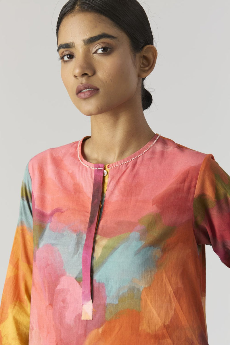 VERONICA SHORT KURTA SET cotton by Yam in multi color for women Worldwide
