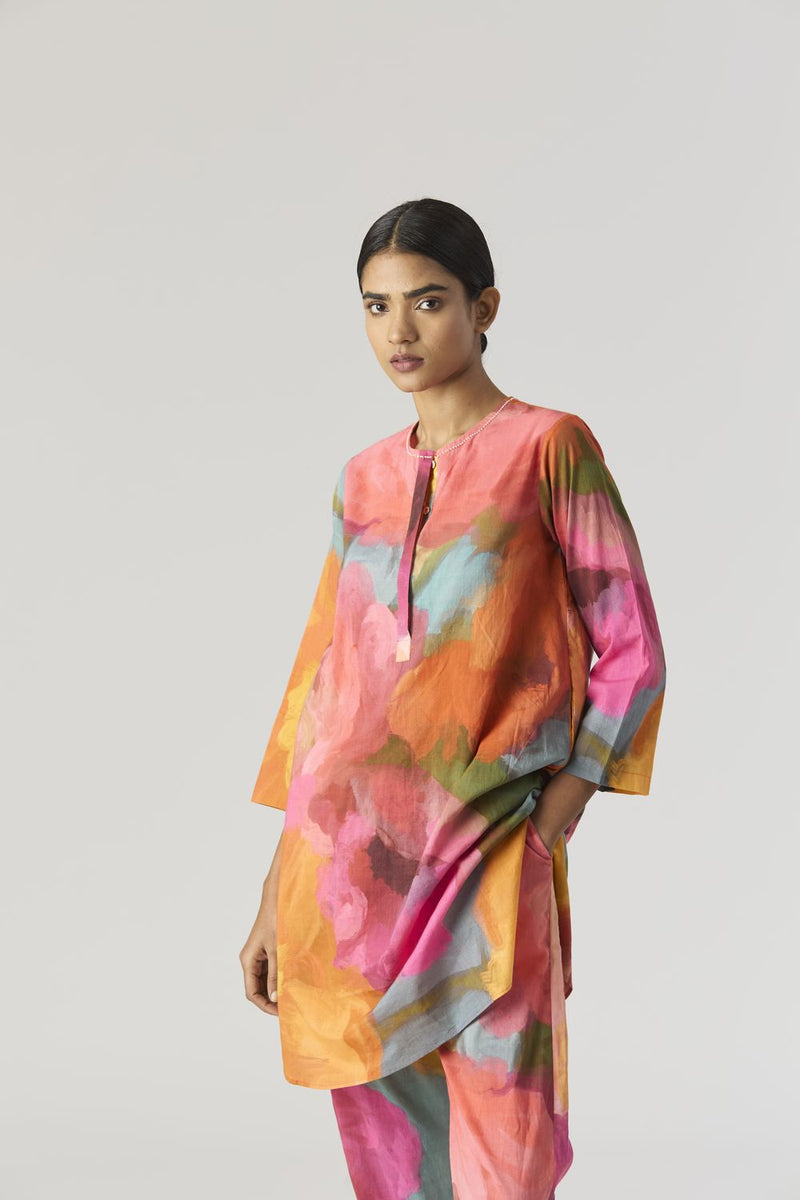 VERONICA SHORT KURTA SET cotton by Yam in multi color for women Worldwide
