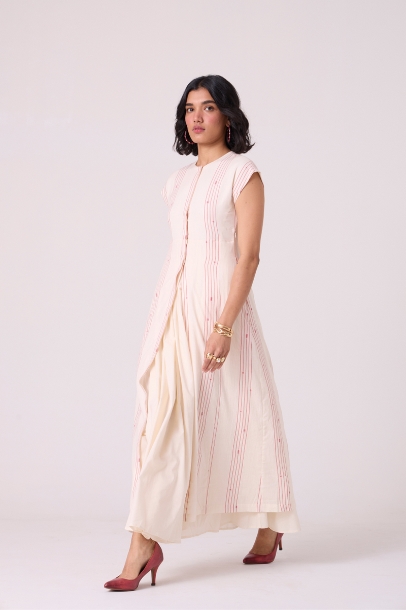 Vesna Red Stripe Maxi Dress cotton by The Summer House in white color for women Worldwide