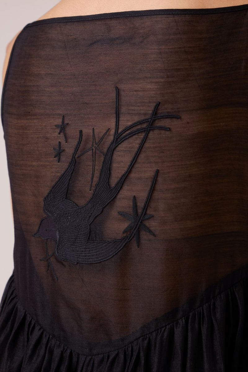 Vespera Black Handwoven Dress chanderi by The Summer House in black color for women Worldwide