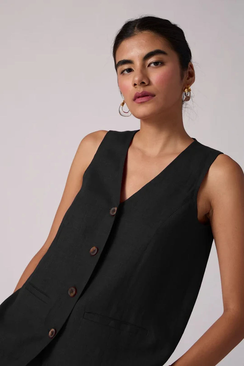 Viceroy Set-Noir linen cotton co-ord set by The Summer House in black for women Worldwide
