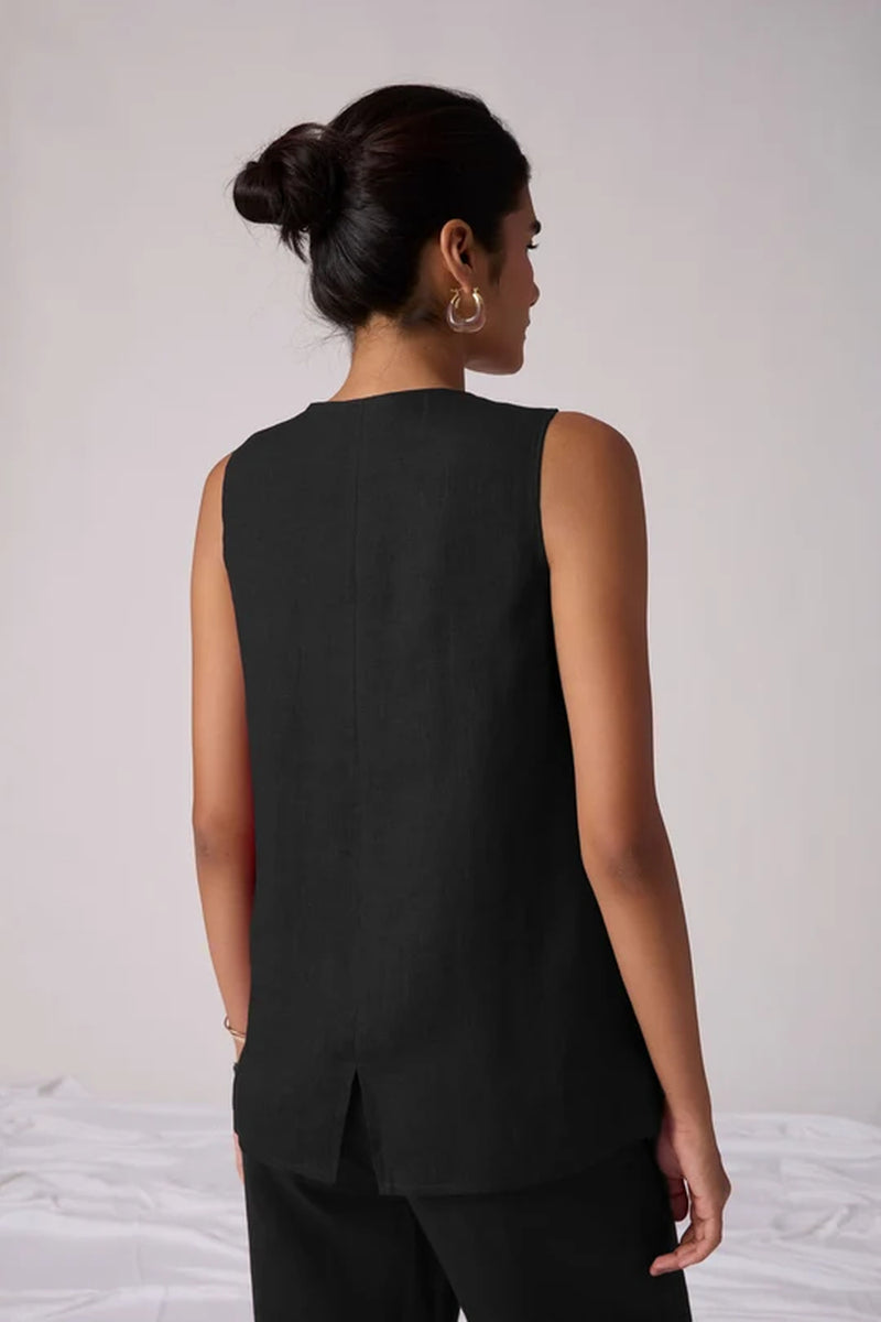 Viceroy Set-Noir linen cotton co-ord set by The Summer House in black for women Worldwide