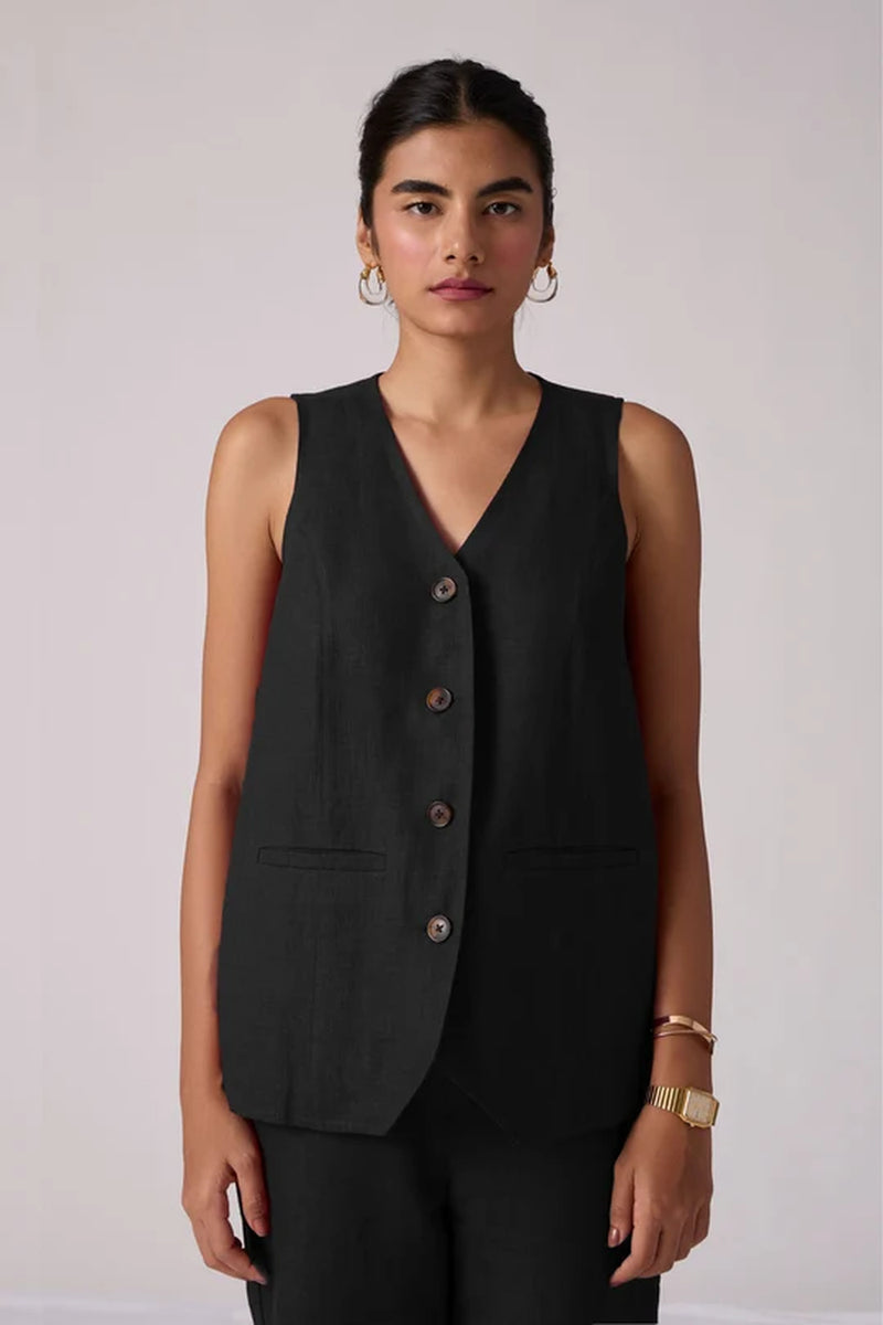 Viceroy Set-Noir linen cotton co-ord set by The Summer House in black for women Worldwide