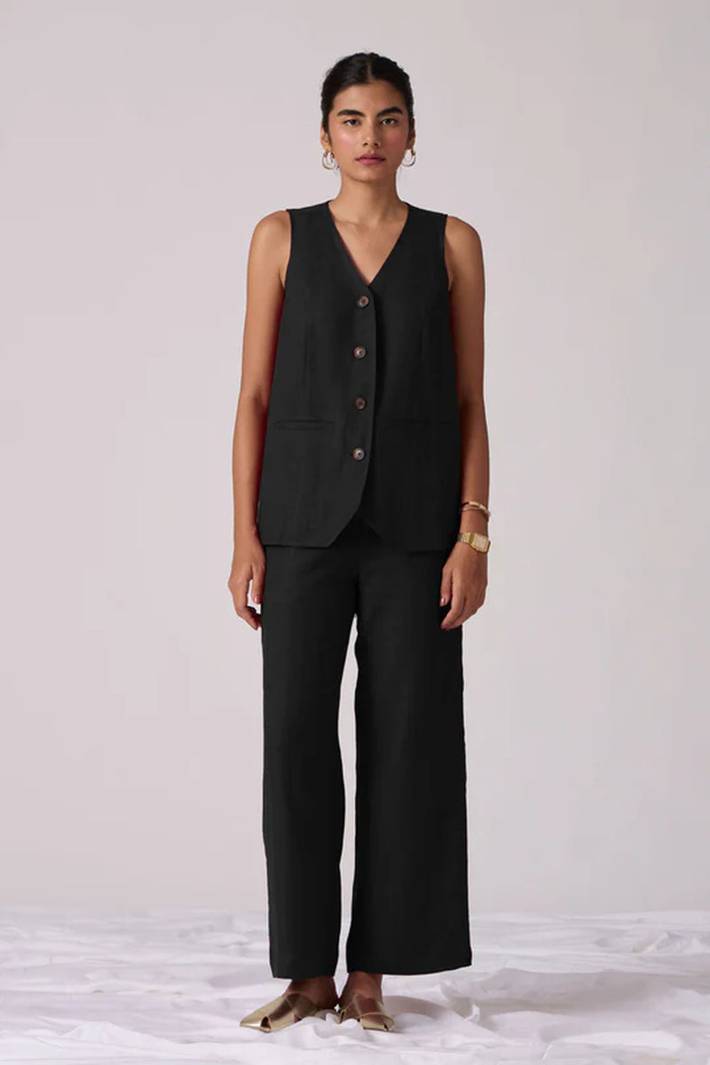 Viceroy Set-Noir linen cotton co-ord set by The Summer House in black for women Worldwide