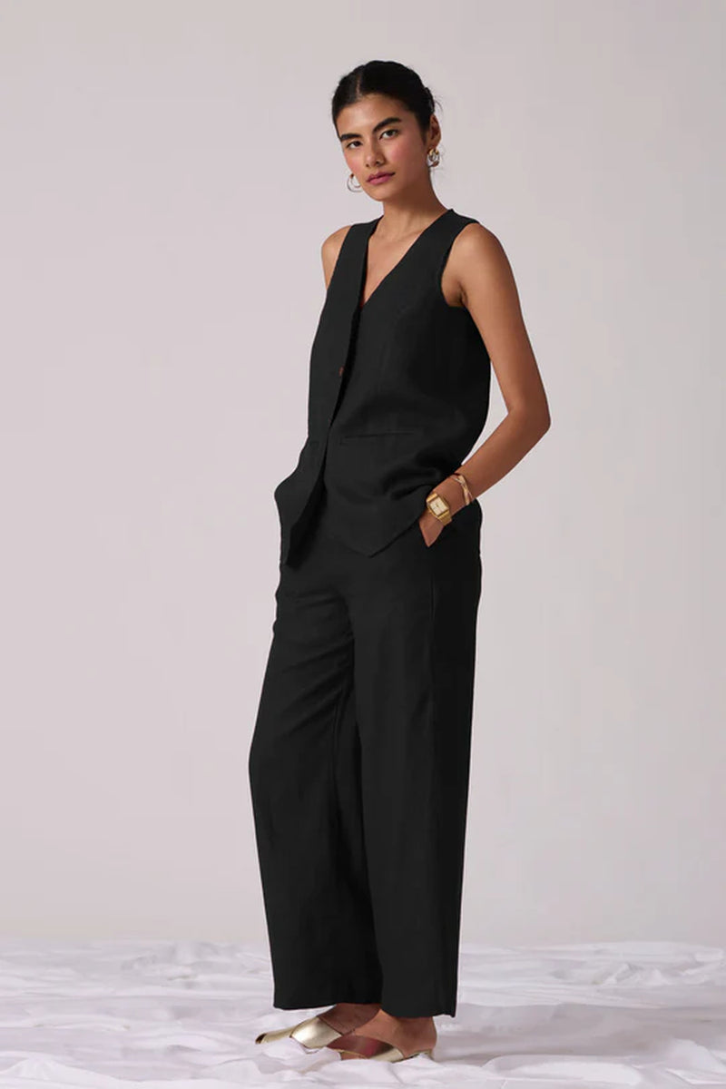Viceroy Set-Noir linen cotton co-ord set by The Summer House in black for women Worldwide