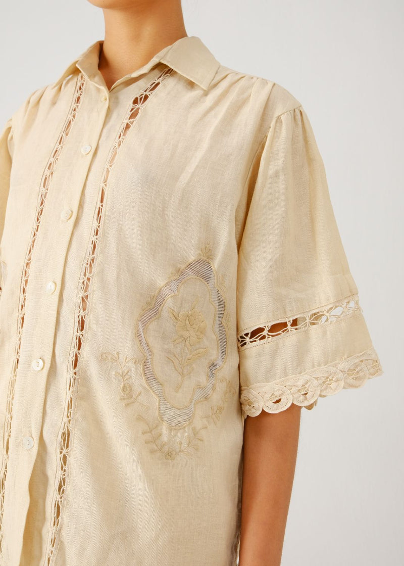Victorian shirt-Ivory jali emb. by CORD for women Worldwide