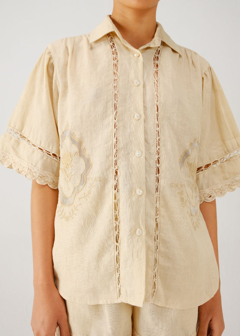 Victorian shirt-Ivory jali emb. by CORD for women Worldwide