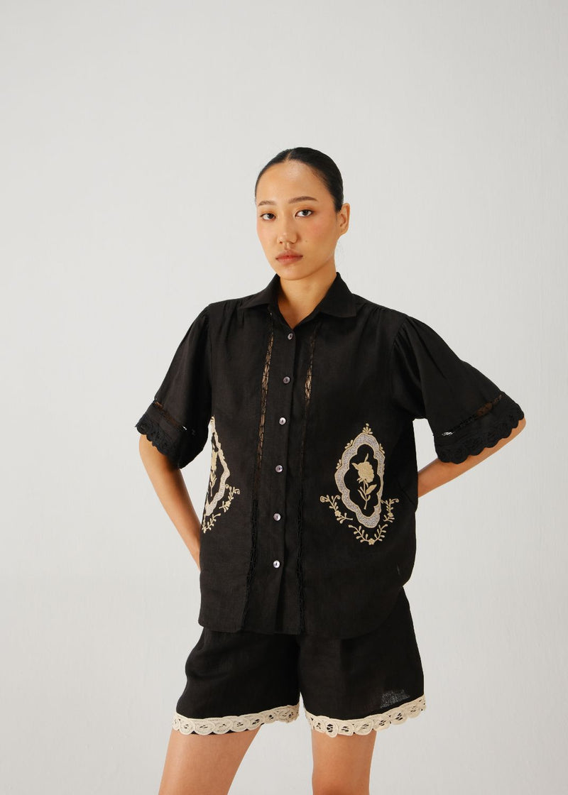 Victorian set-Black jali emb. by CORD for women Worldwide