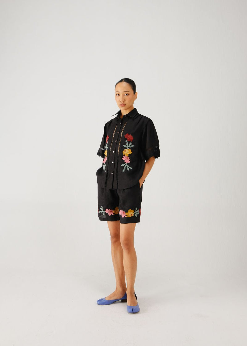 Victorian set-Black pixel emb. by CORD for women Worldwide