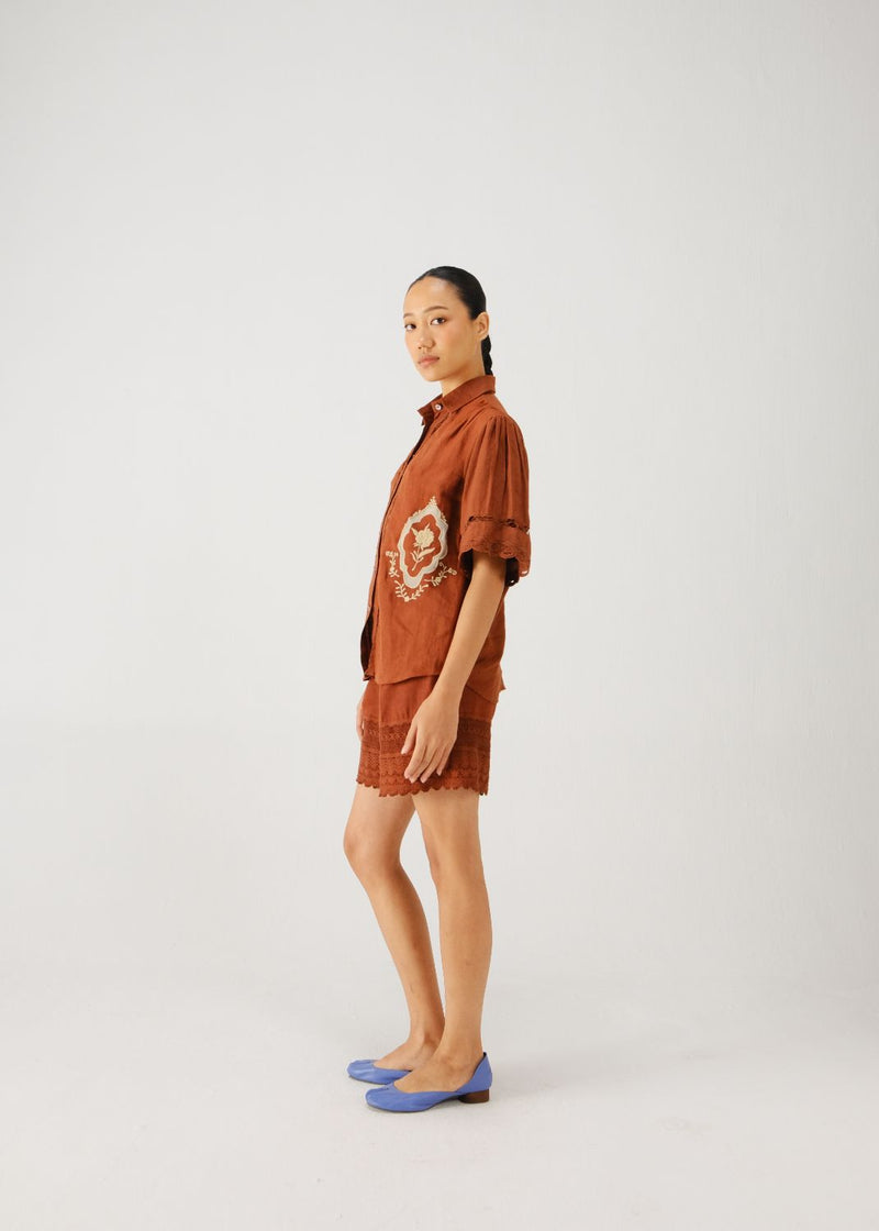 Victorian set-Rust jali emb. by CORD for women Worldwide