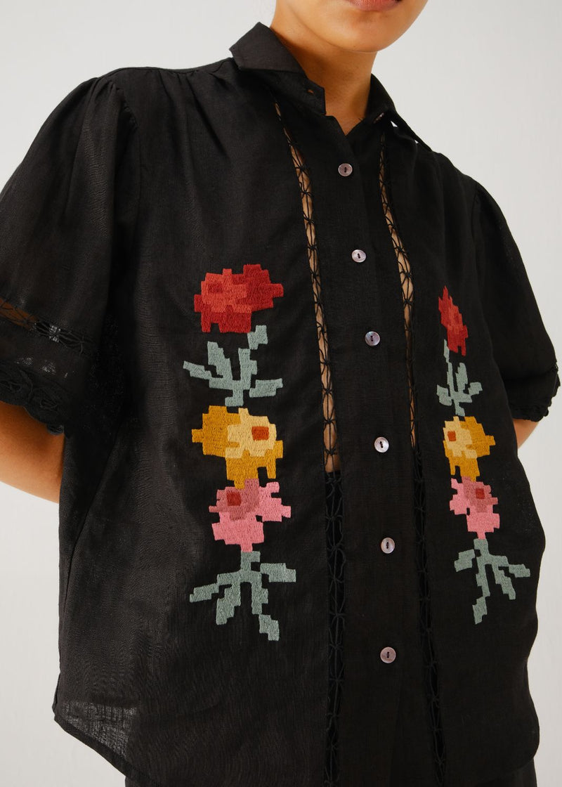 Victorian shirt-Black pixel emb. by CORD for women Worldwide