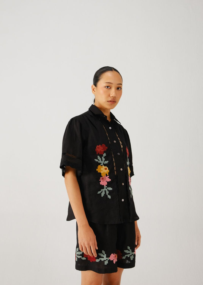 Victorian shirt-Black pixel emb. by CORD for women Worldwide