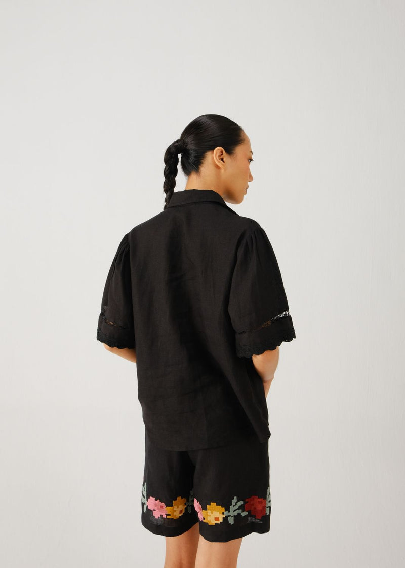Victorian shirt-Black pixel emb. by CORD for women Worldwide