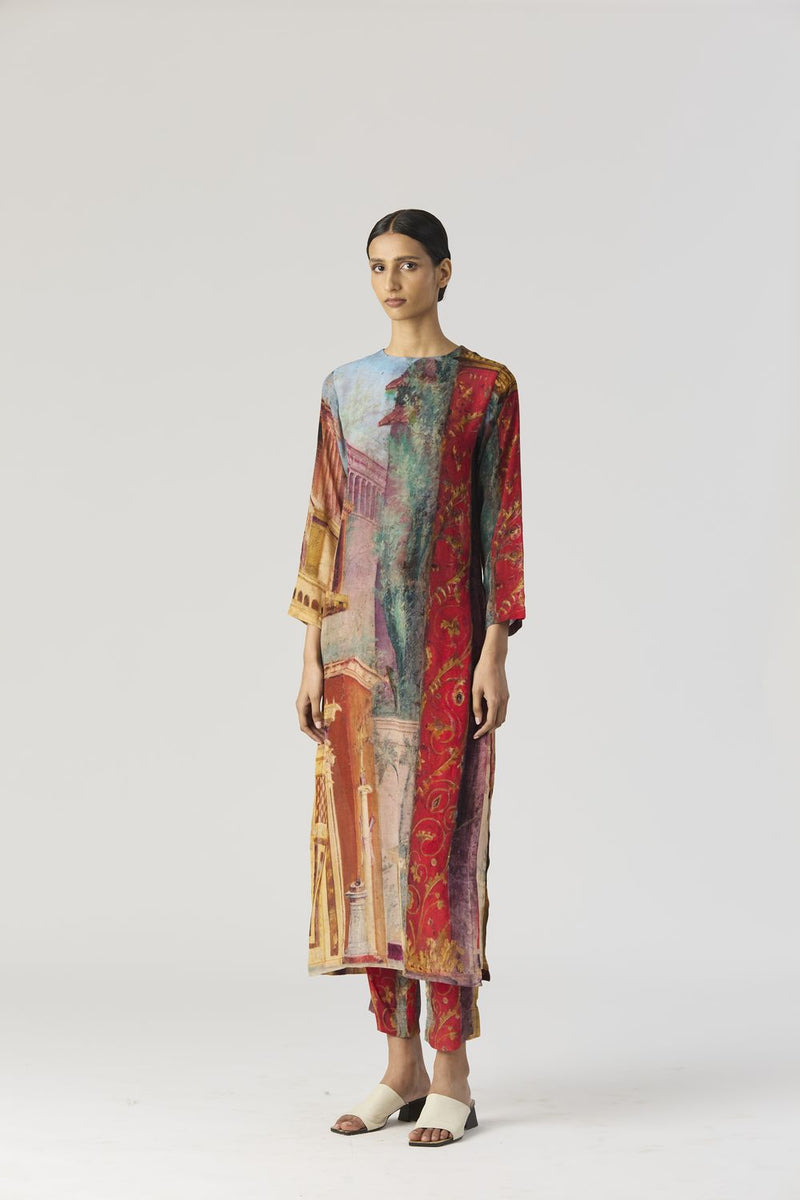 VILLA ROMA LONG KURTA SET mul by Yam in multi color for women Worldwide